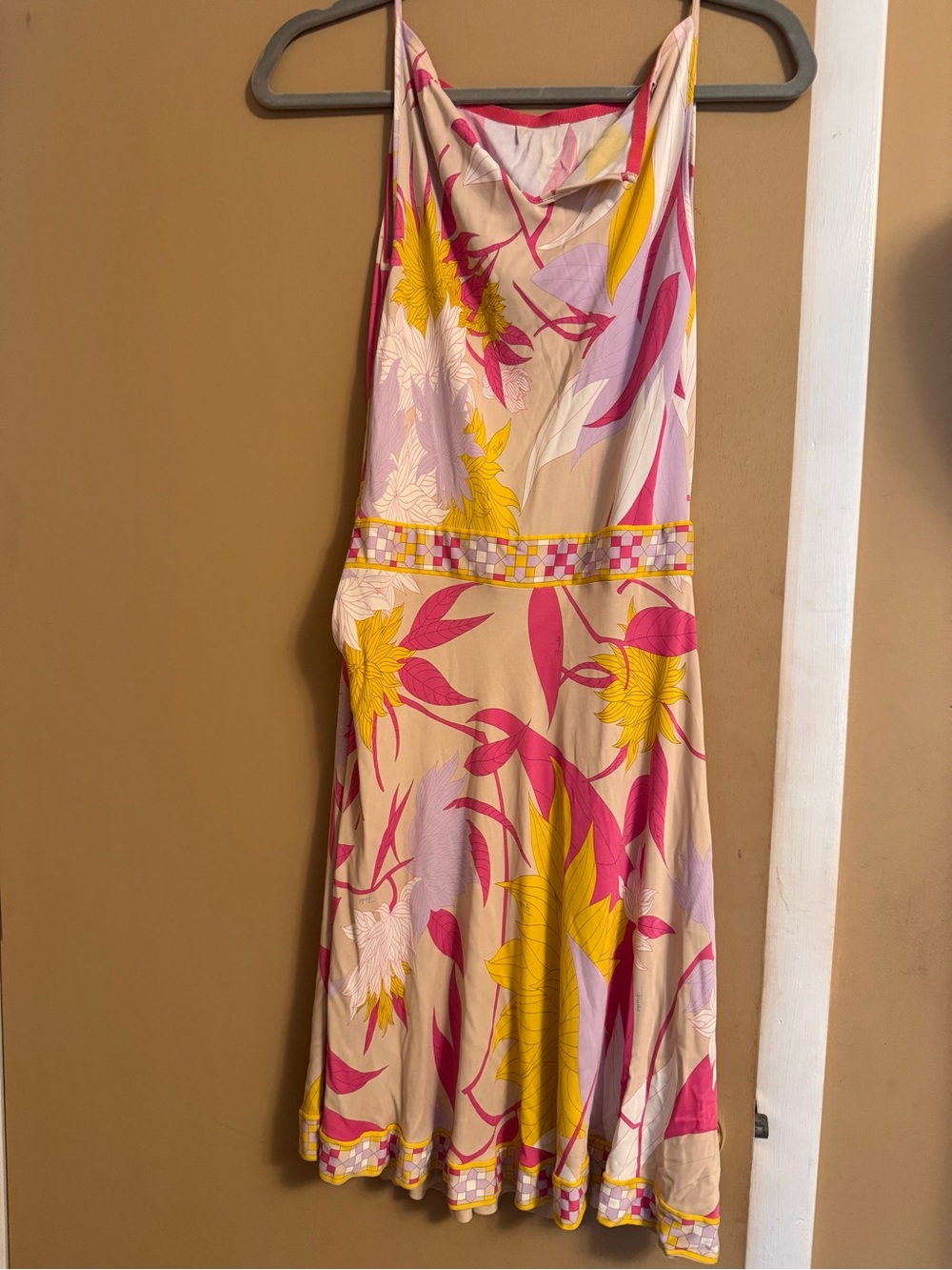 Floral Pink & Yellow Halter Sundress